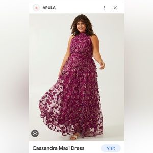Arula X X-Large wine long dress new floral gold accents exquisite xquisite